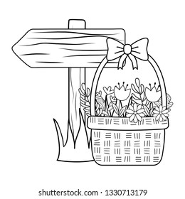 cute basket straw with flowers and arrow guide