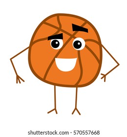 Cute Basketball Ball Cartoon Character. Vector Illustration.