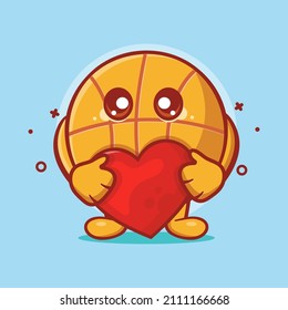 cute basketball ball character mascot holding love sign isolated cartoon in flat style design.great resource for icon,symbol, logo, sticker,banner.