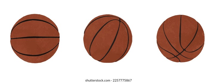 Cute basketball ball illustration set