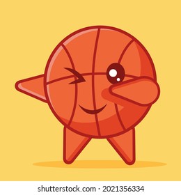 cute basketball ball mascot do dubbing pose isolated vector illustration in flat style