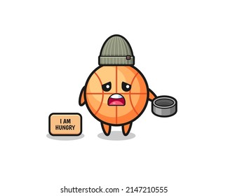cute basketball beggar cartoon character , cute design
