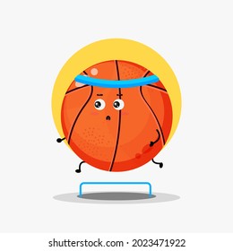 Cute basketball character running competition