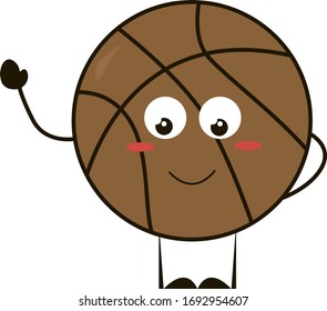 Cute basketball, illustration, vector on white background