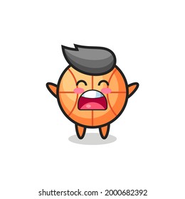 cute basketball mascot with a yawn expression , cute style design for t shirt, sticker, logo element