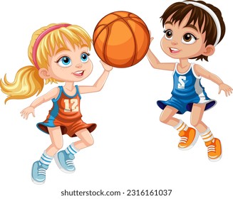 Cute basketball player cartoon character illustration