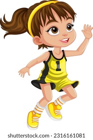 Cute basketball player cartoon character illustration