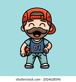 cute basketball player for character, icon, logo, sticker and illustration.