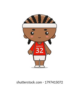 Cute Basketball Player Mascot Illustration. Isolated on white background.