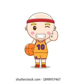 Rutscher Basketballspieler. Vektorgrafik von Chibi-Zeichen einzeln auf weißem Hintergrund.