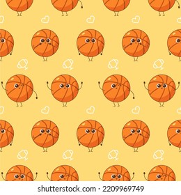 Cute Basketball Seamless Pattern Background Vector Image