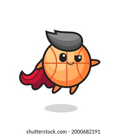 cute basketball superhero character is flying , cute style design for t shirt, sticker, logo element