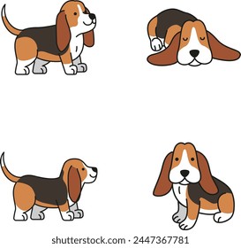 Cute basset hound dog illustration