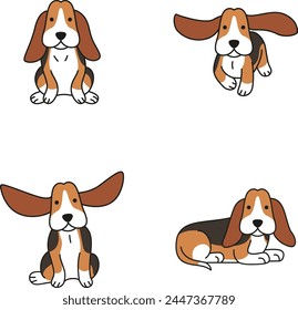 Cute basset hound dog illustration