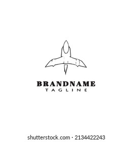 cute bat airplane logo cartoon icon modern vector illustration