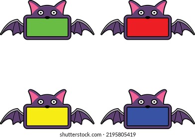 cute bat animal board color bundle set vector illustration design