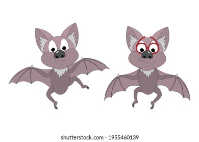 cute bat animal cartoon, simple vector illustration