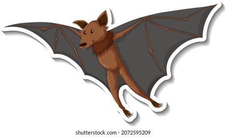 Cute bat animal cartoon sticker illustration