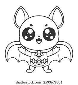 Cute bat becomes a hero, for coloring