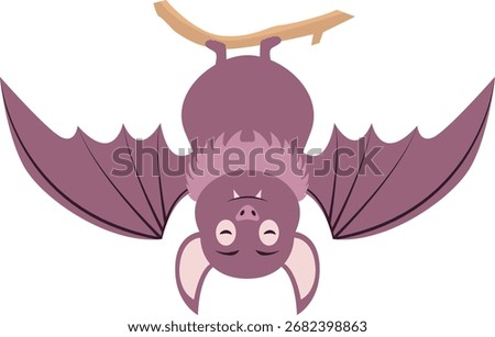 Cute Bat Cartoon Character. Isolated on White Background.