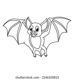 Cute bat cartoon characters vector illustration. For kids coloring book.