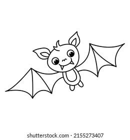 Cute bat cartoon coloring page illustration vector. For kids coloring book.