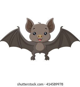 Cute Bat Cartoon Flying