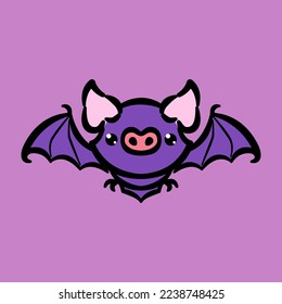 Cute Bat cartoon illustration with simple artstyle.