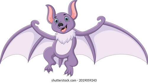 cute bat cartoon on white background