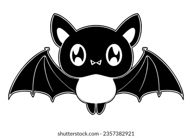 Cute bat cartoon silhouette. Vector illustration