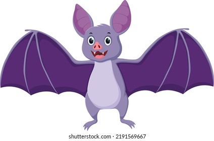 Cute bat cartoon spreading his wings 