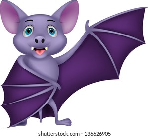 Cute bat cartoon waving