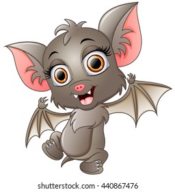 Cute bat cartoon waving