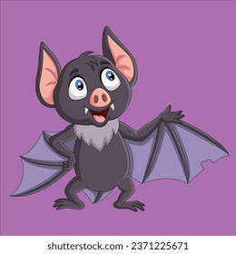 Cute bat cartoon waving isolated animal character design illustration