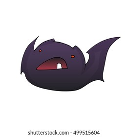 Cute bat character isolated on the white. Halloween party hand drawn sketch. Fun colorful illustration for t-shirt print, banner, flyer, poster design, greeting card