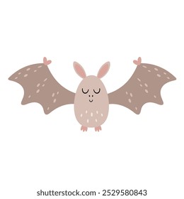 Cute bat clipart. Halloween character. Hand draw vector illustration in flat style