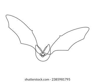 a cute bat continuous line art drawing for designing assets 