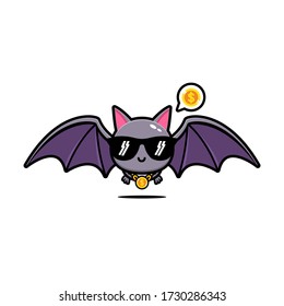 Cute bat cool mascot vector design.