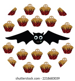 A cute bat design made in a circle, specific for the Halloween season