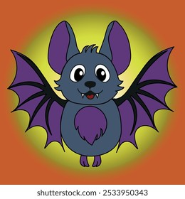 
Cute bat. Element for Halloween holiday decoration. Gradient background. Magic glow. Vector illustration