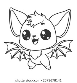 Cute bat feels happy, for coloring