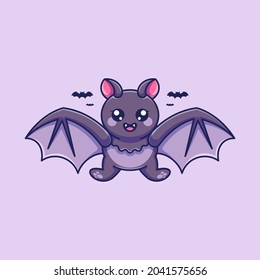 Cute bat flying cartoon design