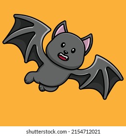 Cute Bat Flying Cartoon Vector Icon Illustration. Animal Icon Concept Isolated Premium Vector.