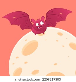 a cute bat flying on Halloween. bat cartoon vector illustration. Halloween tradition symbol. Halloween bats