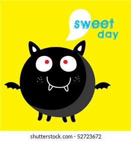 cute bat greeting tag