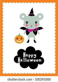 cute bat halloween card