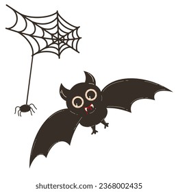 Zu Halloween kommt ein Schläger. Vektorgrafik-Zeichentrickgrafik im flachen Retro-Stil. Fliegender Schläger.