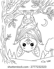 Cute Bat Hanging Upside