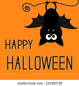 Cute Bat. Happy Halloween Card. Vector Illustration