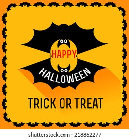 Cute bat. Happy Halloween card. Vector illustration